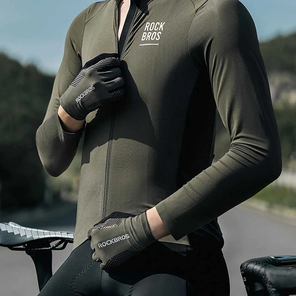 Rockbros cycling pirštinės spring/summer/autumn, full, size: XL – juodos spalvos
