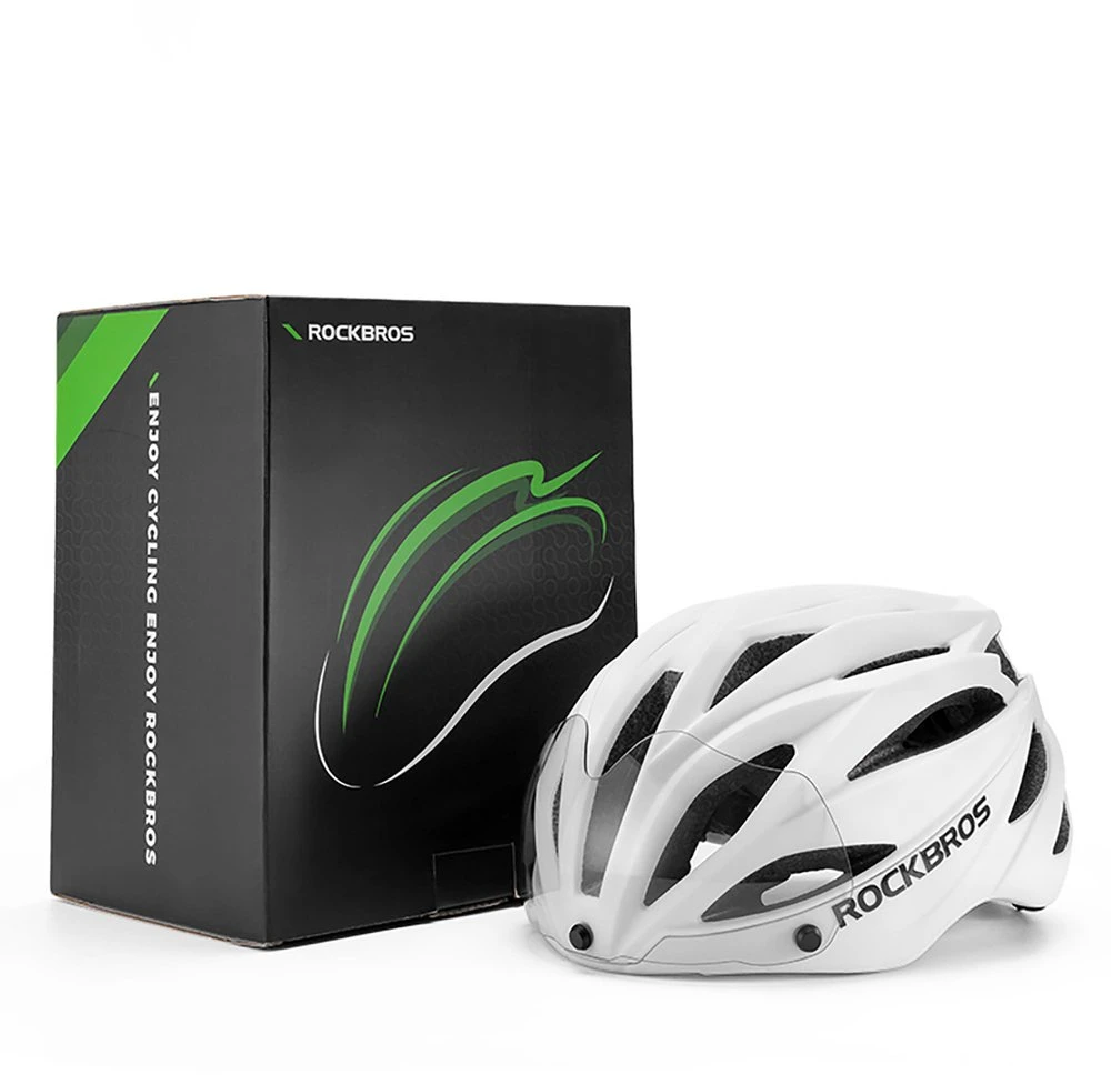 Rockbros dviratininko šalmas su Visor, Detachable UV Protective Goggles, Unisex – juodos spalvos/rudos spalvos