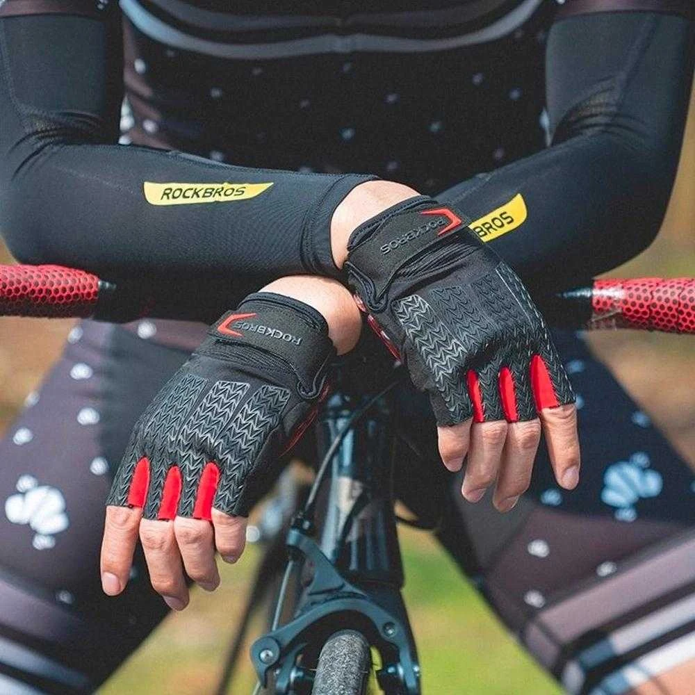 Rockbros S169BR XXL dviratininko pirštinės su geliu – juodos spalvos ir raudonos spalvos