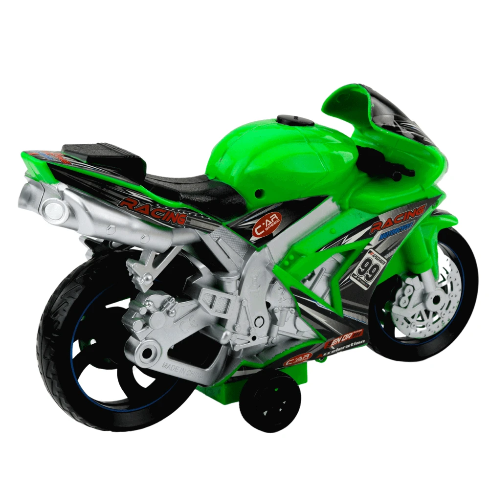 Lean Toys Žaislinis lenktyninis motociklas su šviesos ir garso efektais, žalias