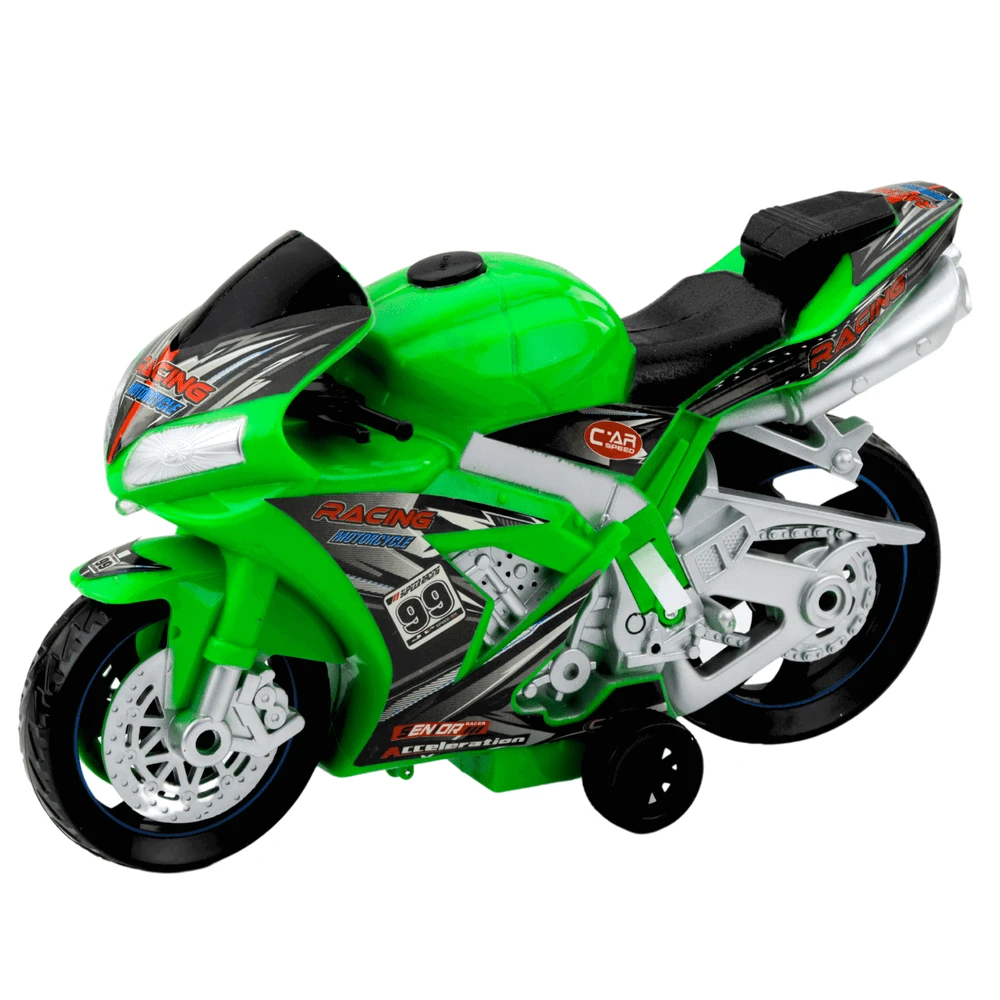 Lean Toys Žaislinis lenktyninis motociklas su šviesos ir garso efektais, žalias