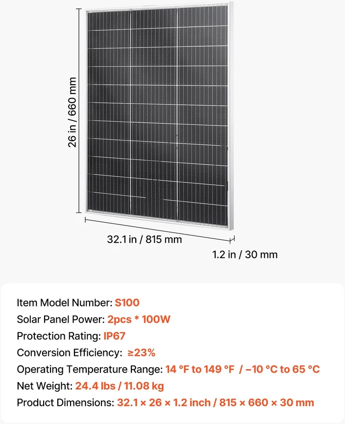 VEVOR 2 vnt. 100W bifacialiniai saulės moduliai