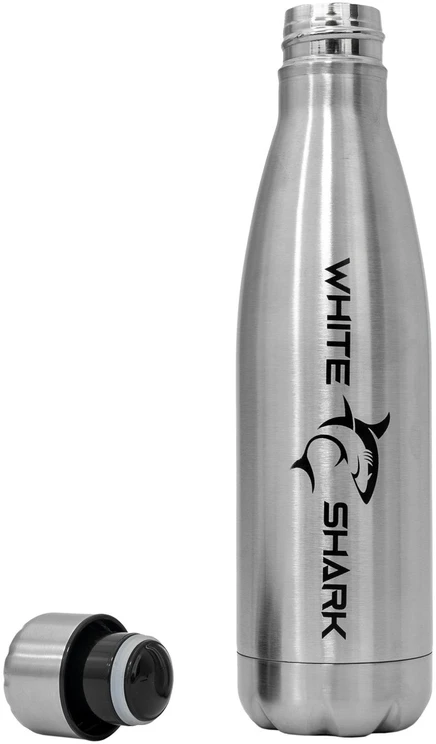 Gertuvė White shark Dvisienis termosas Baltas Shark POSEIDON, 500 ml, sidabro spalvos