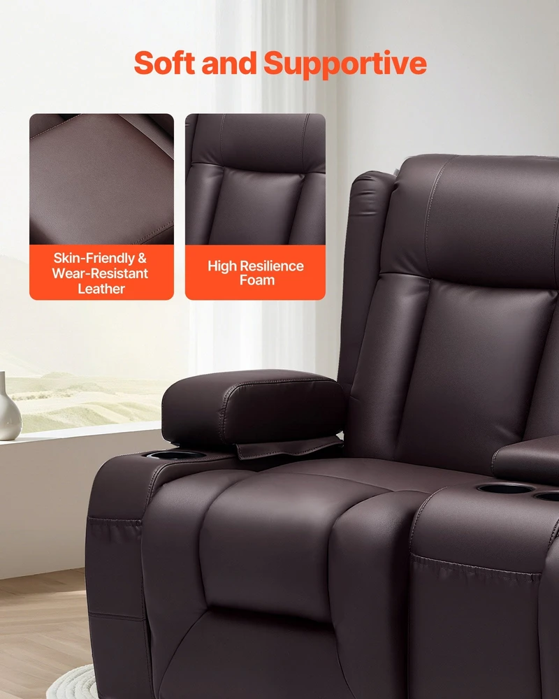 VEVOR Dviejų vietų atlošiama sofa su centriniu console