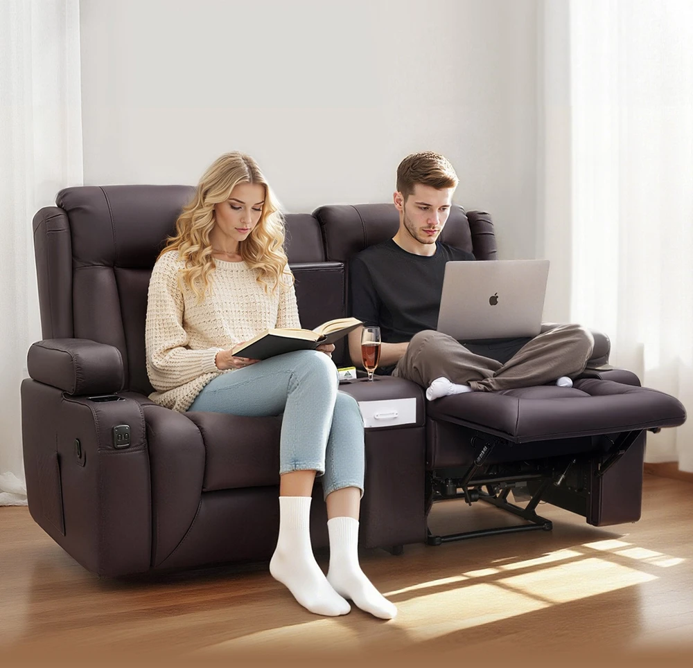 VEVOR Dviejų vietų atlošiama sofa su centriniu console