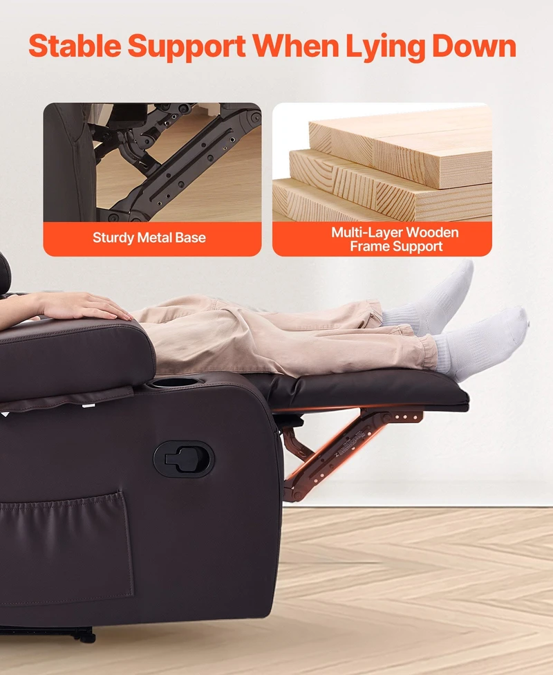 VEVOR Dviejų vietų atlošiama sofa su centriniu console