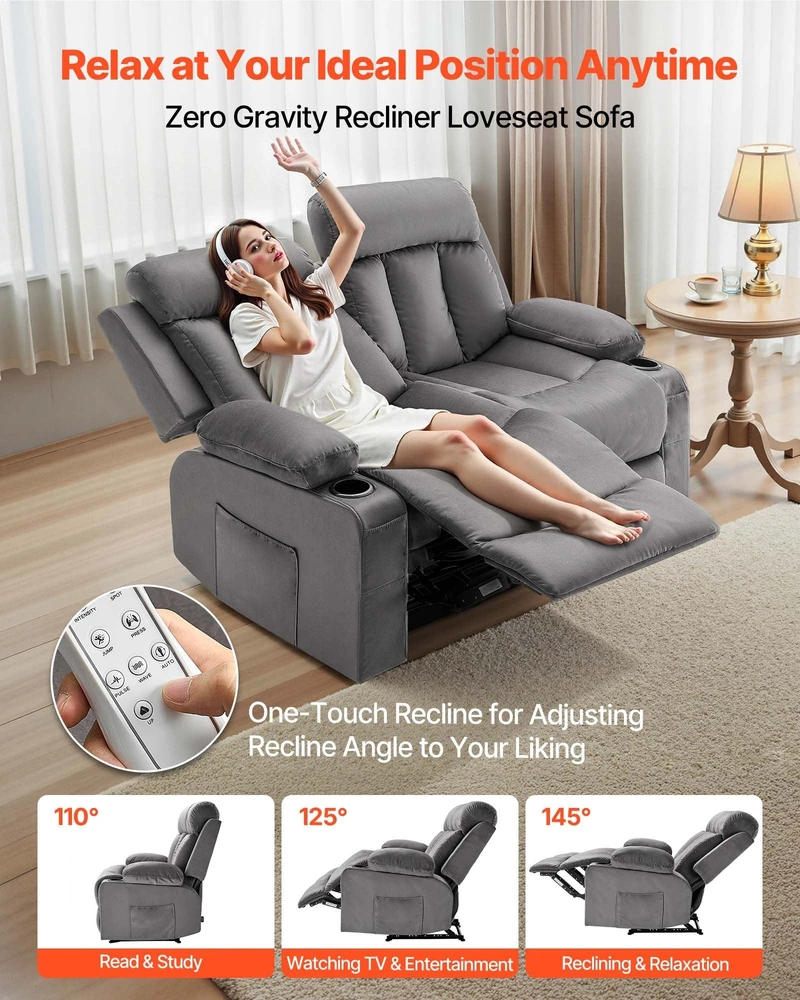 VEVOR Elektrinė dvivietė sofa su masažu ir USB