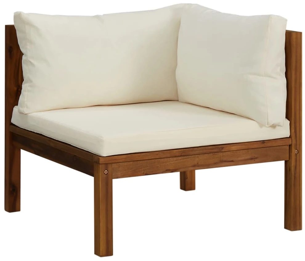 Dvivietė sodo sofa su kreminėmis pagalvėlėmis, akacijos masyvas