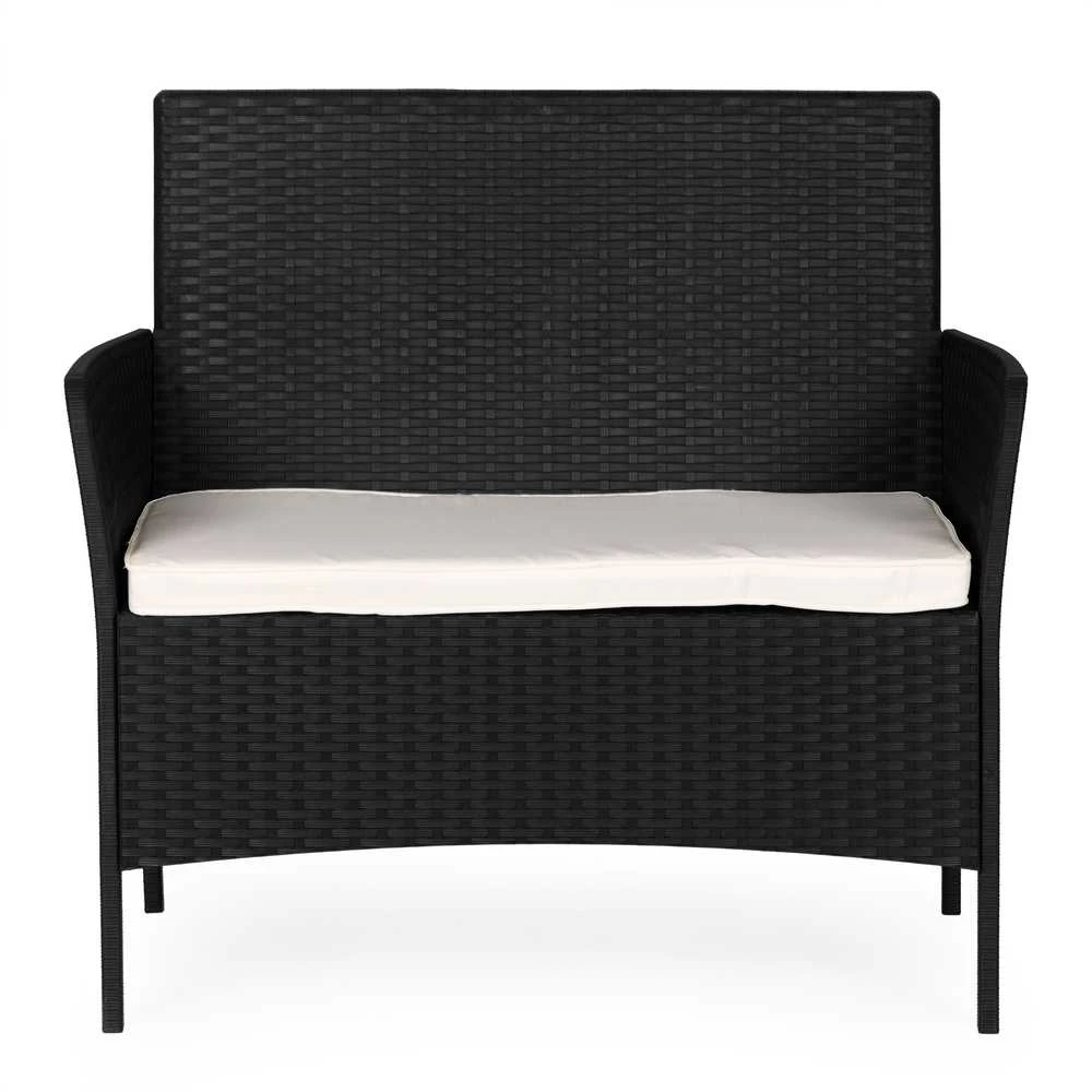 Dvivietė sodo sofa su pagalvėle, suolas balkonui, terasai, sodui, juodas, „MultiGarden“