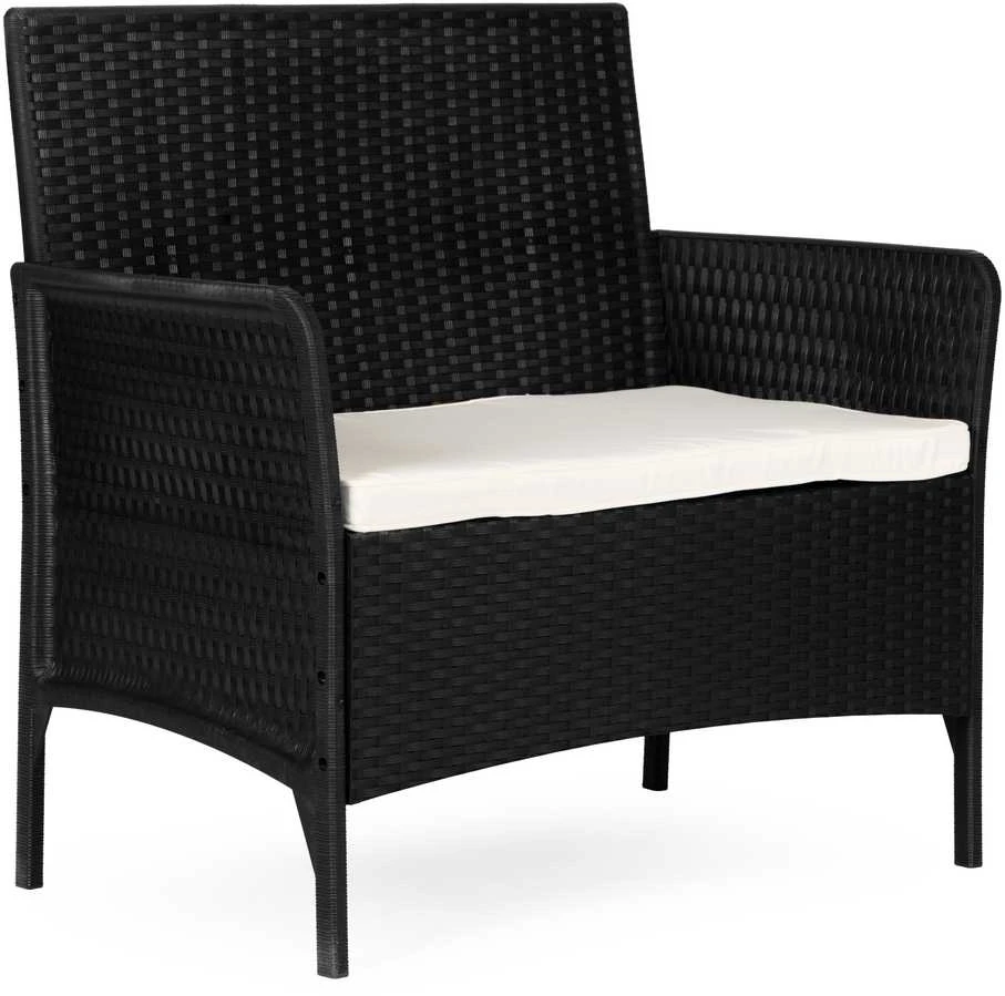 Dvivietė sodo sofa su pagalvėle, suolas balkonui, terasai, sodui, juodas, „MultiGarden“
