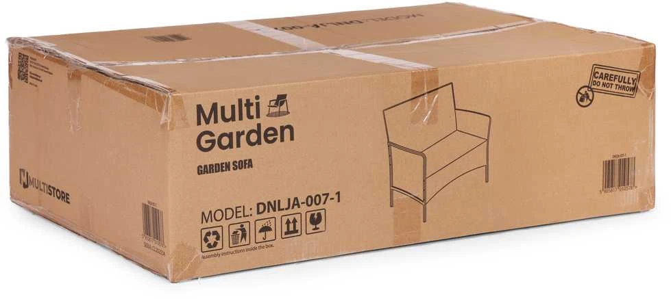 Dvivietė sodo sofa su pagalvėle, suolas balkonui, terasai, sodui, juodas, „MultiGarden“