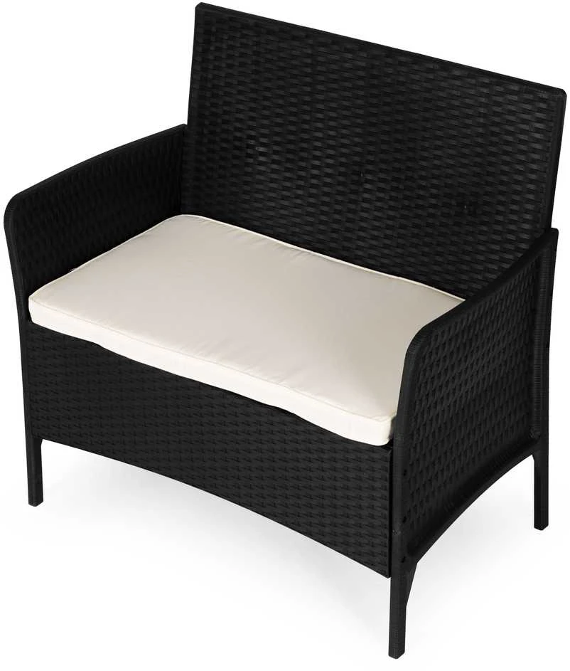 Dvivietė sodo sofa su pagalvėle, suolas balkonui, terasai, sodui, juodas, „MultiGarden“