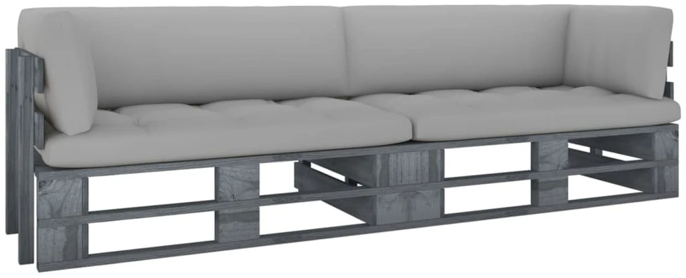 Lauko baldų komplektas Dvivietė sofa iš palečių su pagalvėlėmis, impregnuota pušis