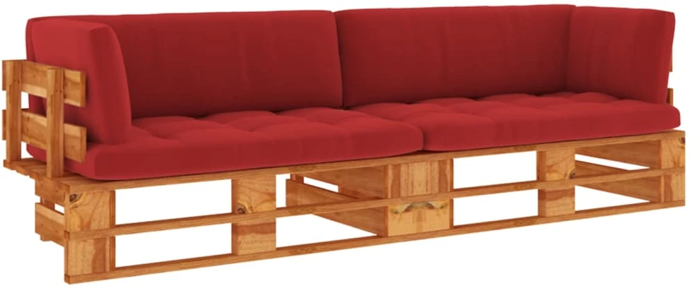 Lauko baldų komplektas Dvivietė sofa iš palečių su pagalvėlėmis, impregnuota pušis