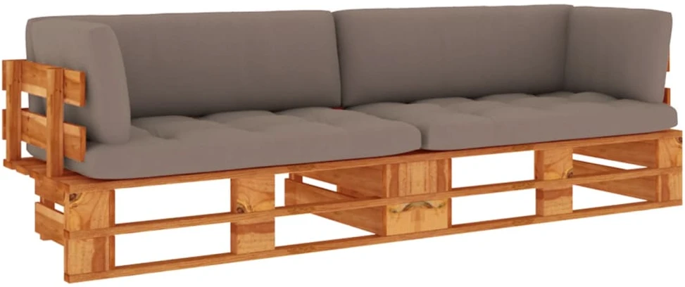 Lauko baldų komplektas Dvivietė sofa iš palečių su pagalvėlėmis, impregnuota pušis