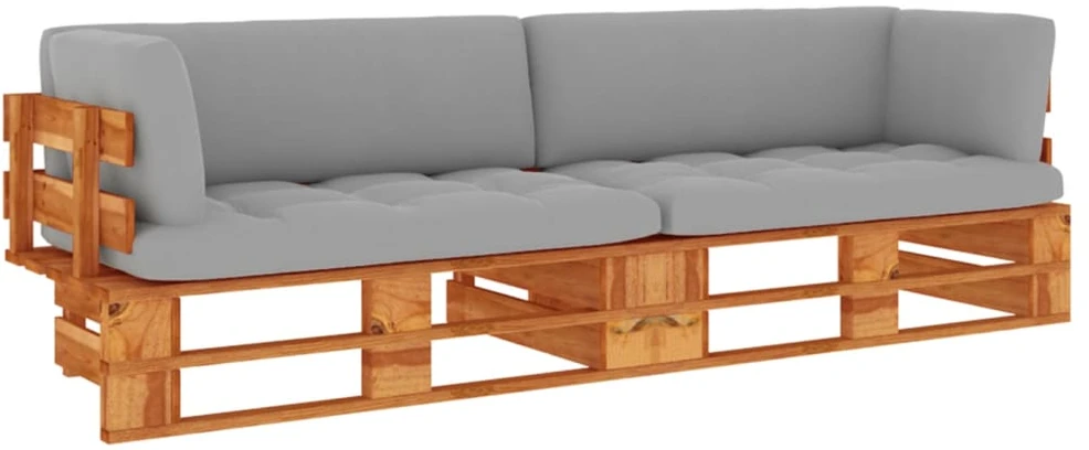 Lauko baldų komplektas Dvivietė sofa iš palečių su pagalvėlėmis, impregnuota pušis