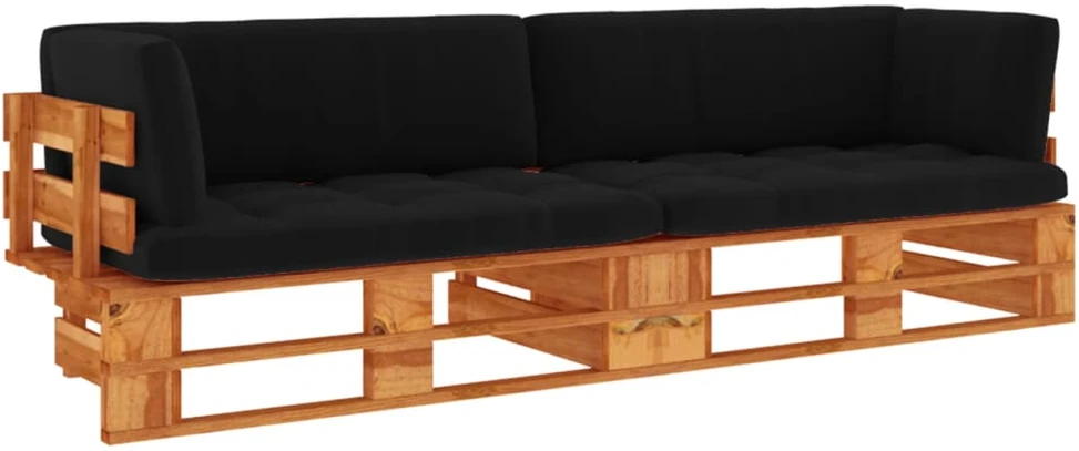 Lauko baldų komplektas Dvivietė sofa iš palečių su pagalvėlėmis, impregnuota pušis