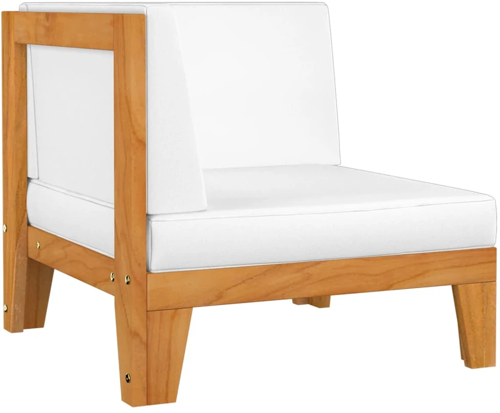 Dvivietė sofa su kreminėmis pagalvėlėmis, akacijos masyvas