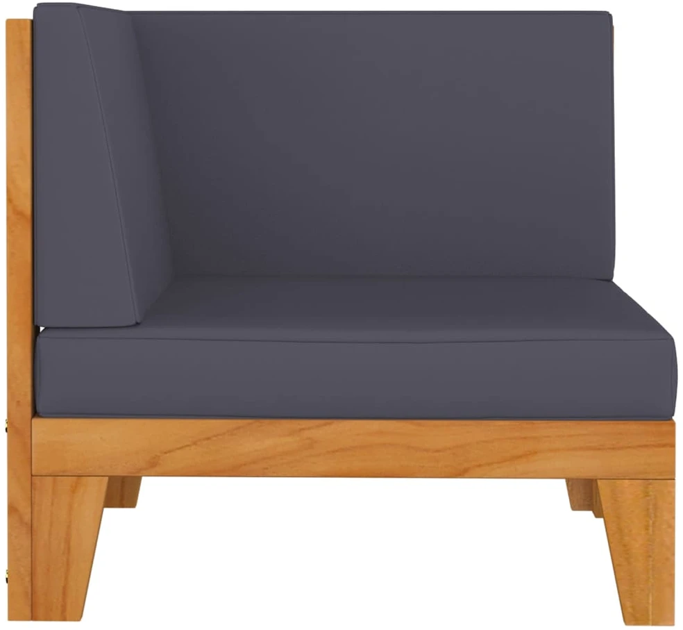 Dvivietė sofa su pilkomis pagalvėlėmis, akacijos masyvas