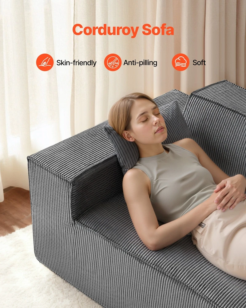 VEVOR Dviejų vietų šviesiai pilkas sofa be surinkimo
