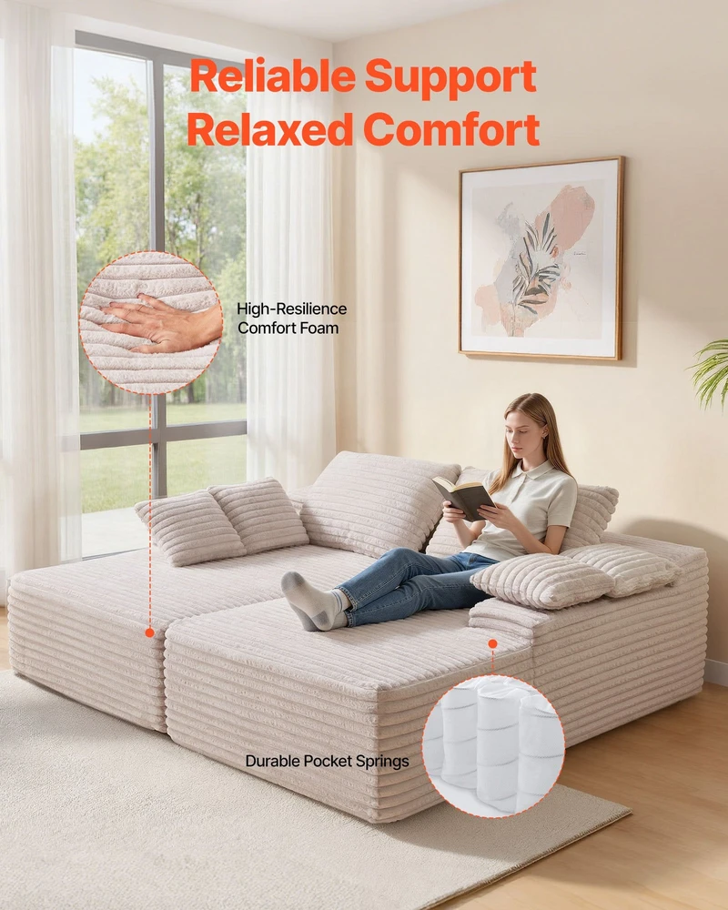 VEVOR Dviguba poilsio sofa iš velvetinio audinio