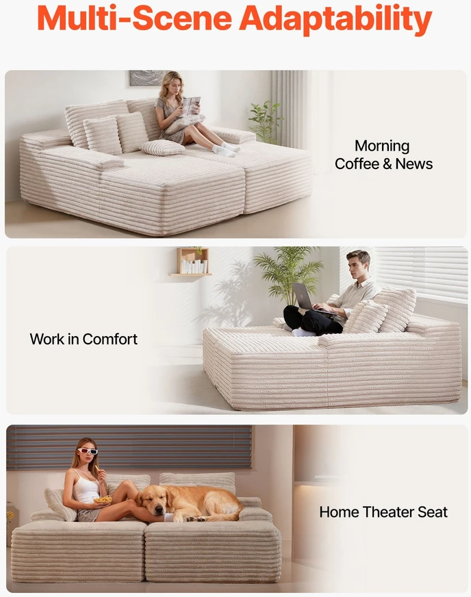 VEVOR Dviguba poilsio sofa iš velvetinio audinio