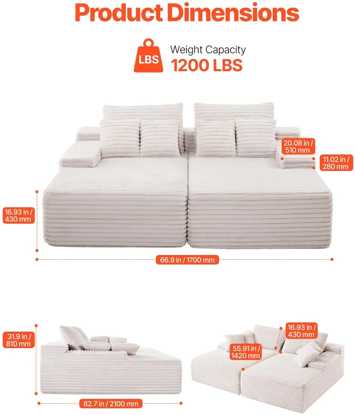 VEVOR Dviguba poilsio sofa iš velvetinio audinio