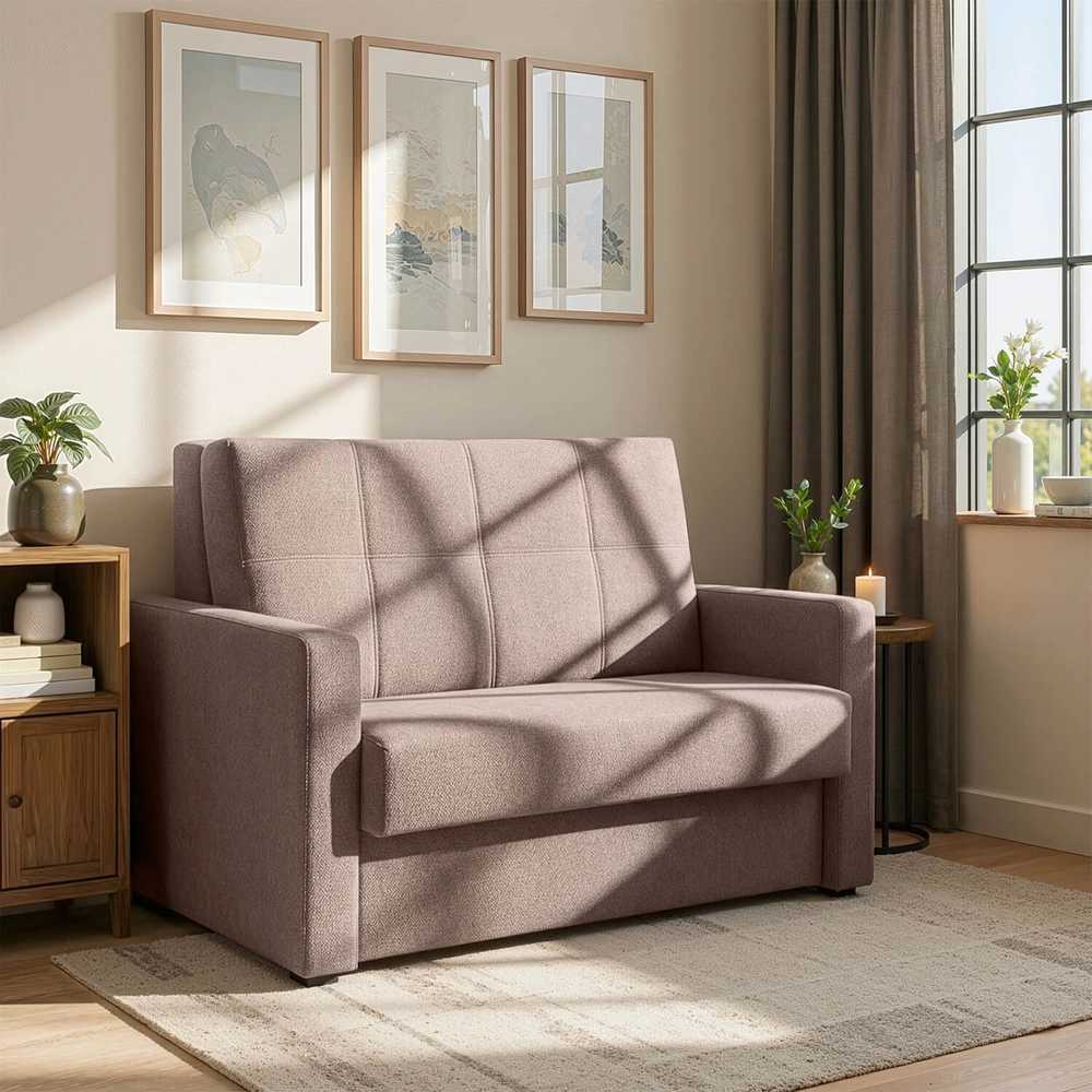 Mebel Elite Dvivietis fotelis-lova MILAN 2, 135 × 110 × 95 cm, smėlio spalvos