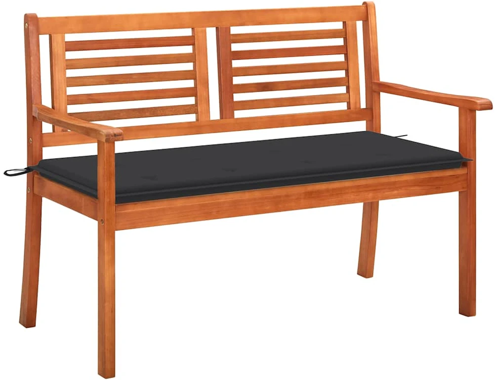Dvivietis sodo suoliukas su pagalvėle, 120cm, eukalipto masyvas