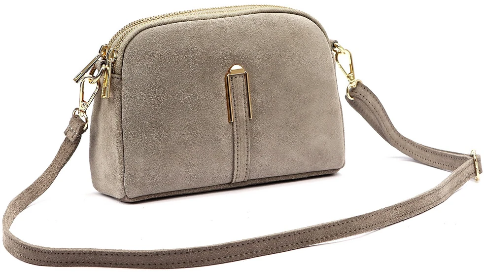 Dwukomorowa damska listonoszka skórzana zamszowa torebka na ramię Luka
