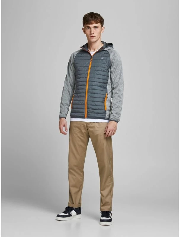 Dygsniuota striukė su gobtuvu Jack&Jones JJEMULTI, pilka melanžinė