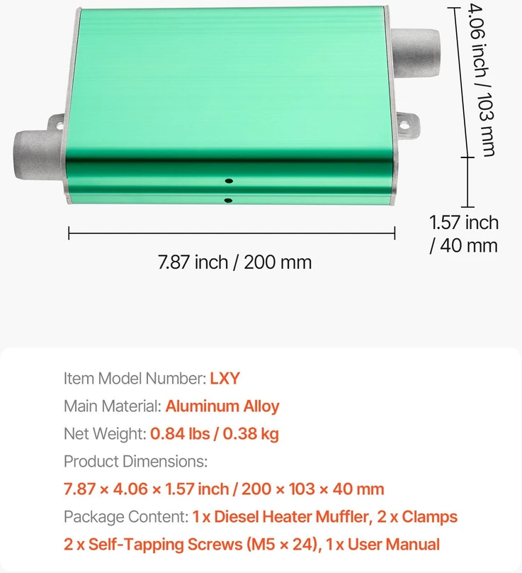 VEVOR Dyzelinio šildytuvo duslintuvas 24 mm