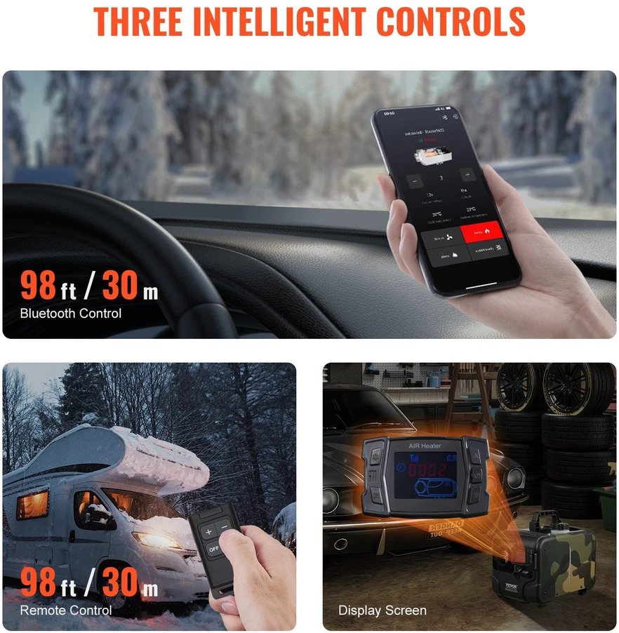 Vevor Dyzelinis oro šildytuvas 8 kW su Bluetooth