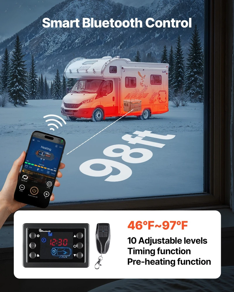 VEVOR Dyzelinis šildytuvas su Bluetooth valdymu