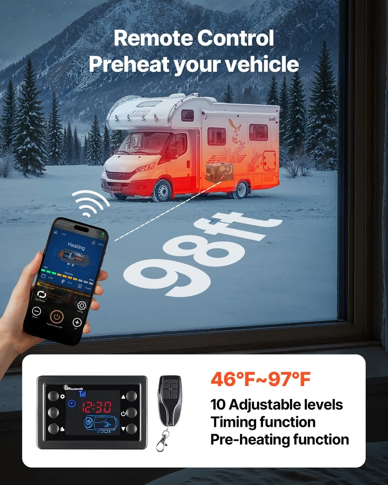VEVOR Nešiojamas dyzelinis šildytuvas 8 kW su Bluetooth