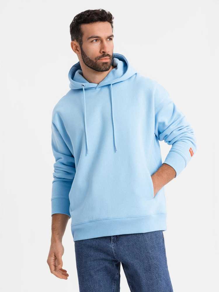 Džemperis su gobtuvu unisex mėlynos spalvos