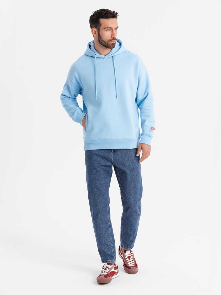 Džemperis su gobtuvu unisex mėlynos spalvos
