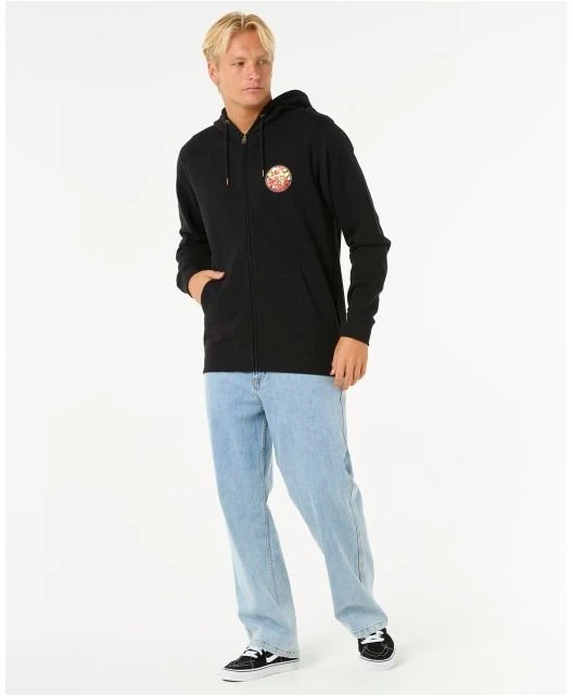 Džemperis su užtrauktuku Rip Curl Wettie Passage Icon, juodas