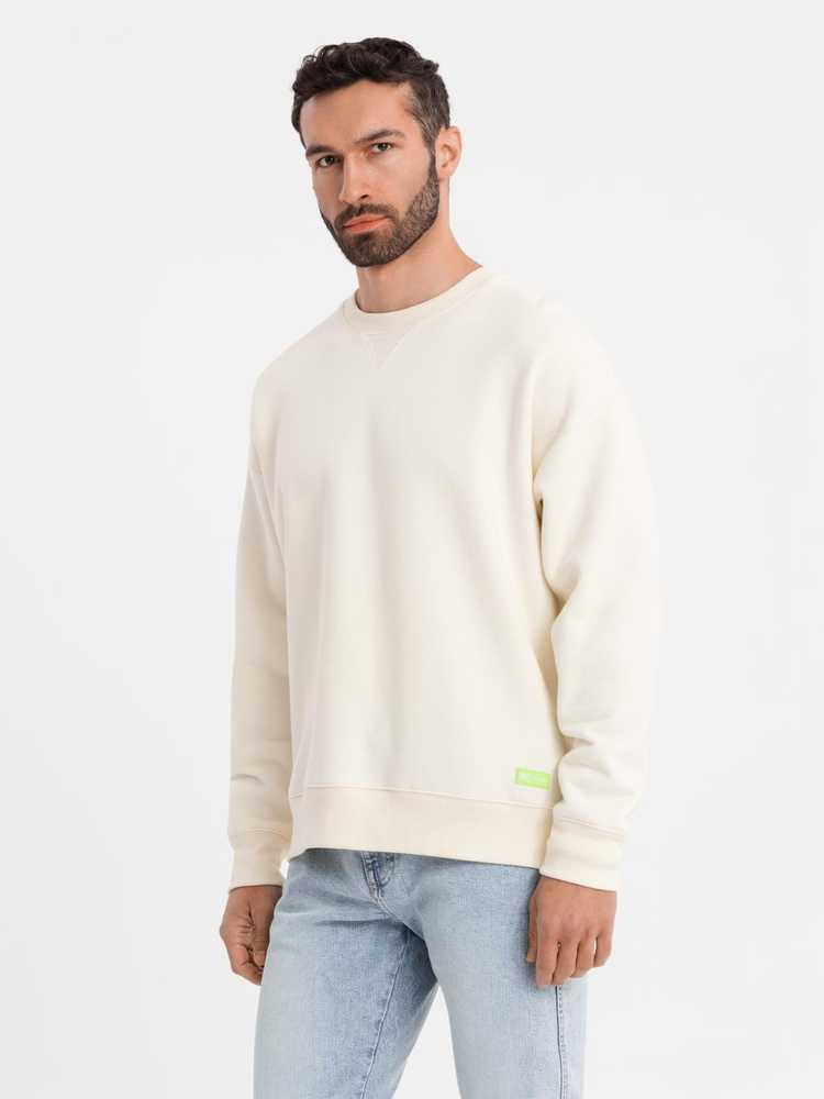Džemperis unisex kreminės spalvos su apvalia iškirpte