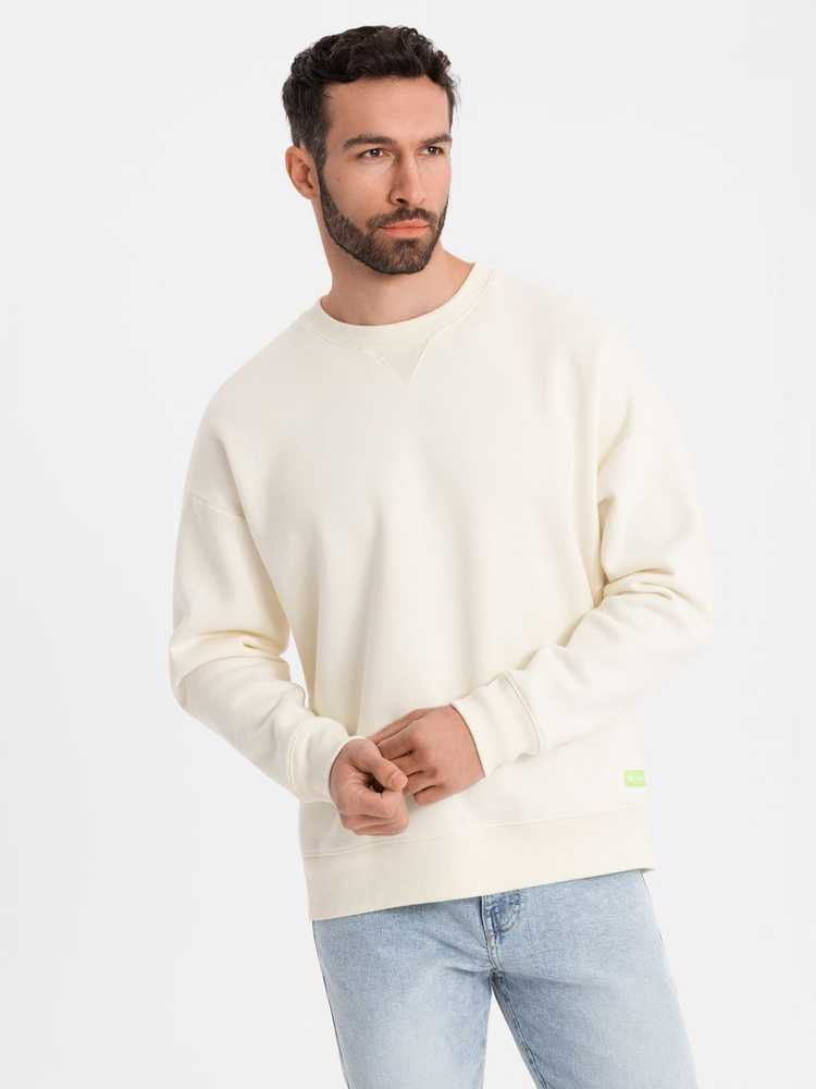 Džemperis unisex kreminės spalvos su apvalia iškirpte