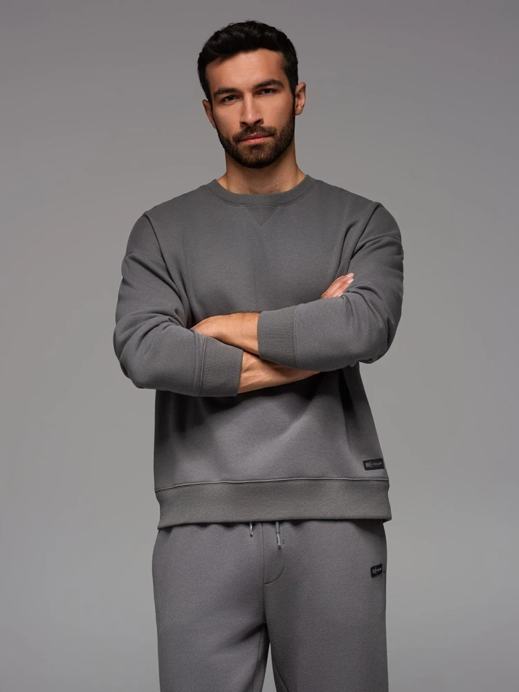 Džemperis unisex pilkos spalvos klasikinio kirpimo