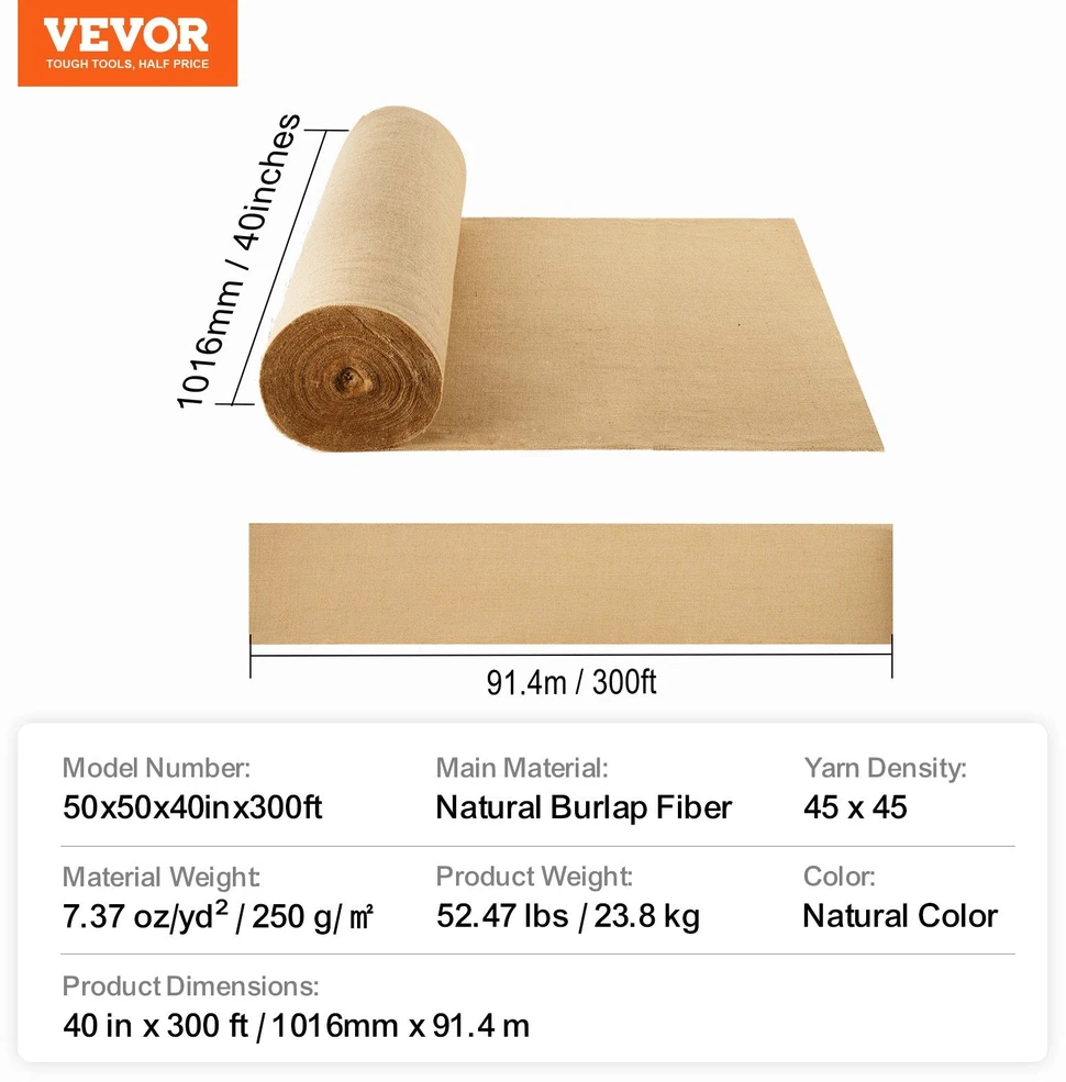 VEVOR Drobės audinio ritinys, 1016 cm x 91,4 m