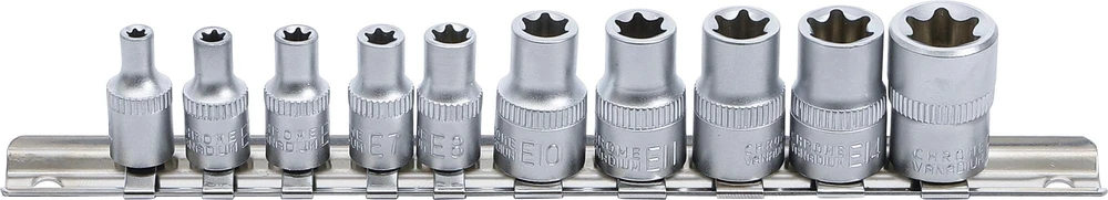 E TIPO GALVUČIŲ RINKINYS | 6,3 MM (1/4") / 10 MM (3/8") KVADRATINĖ PAVARA | E4–E16 | 10 VNT. (9548)