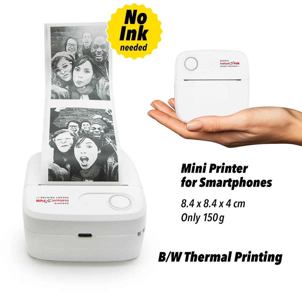 Easypix InstantFUN Pocket Spausdintuvas P1 mini spausdintuvas