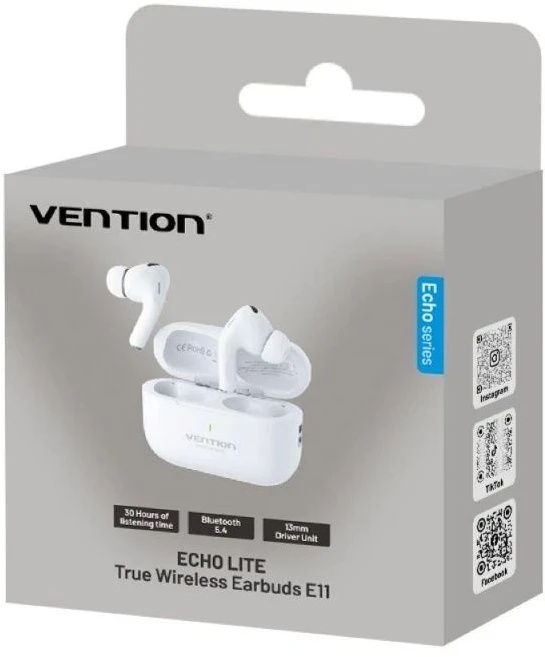 ECHO LITE E11 Bluetooth 5.4 HiFi TWS Belaidės ausinės Baltos