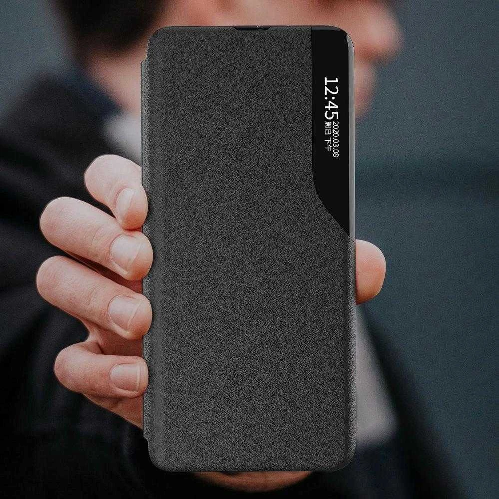 Hurtel Eco Leather View Elegant Flip su stoveliu Poco M4 Pro 5G dėklas telefonui raudonos spalvos