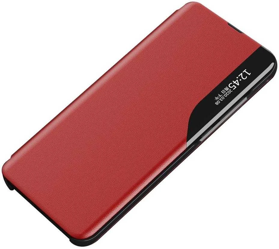 Hurtel Eco Leather View Elegant Flip su stoveliu Poco M4 Pro 5G dėklas telefonui raudonos spalvos