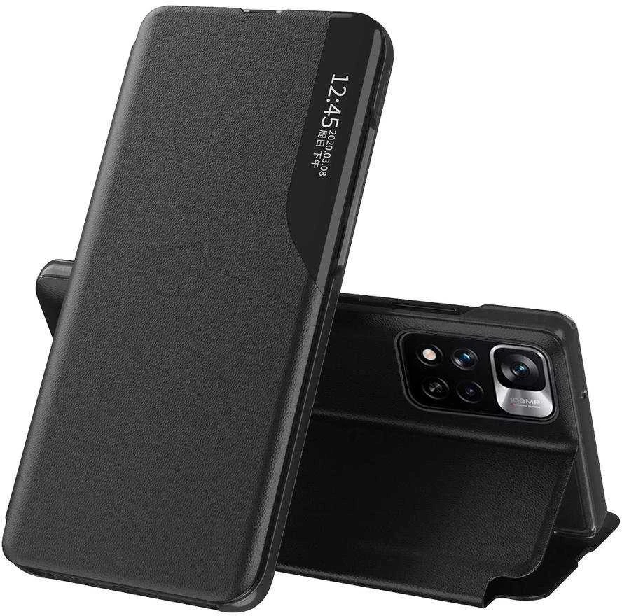 Hurtel Eco Leather View dėklas Elegant Flip Cover Stand Function Poco M4 Pro 5G juodos spalvos