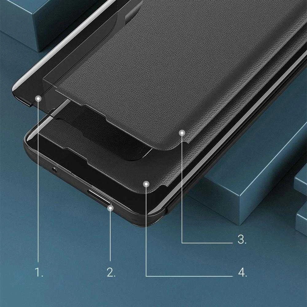 Hurtel Eco Leather View dėklas Elegant Flip Cover Stand Function Poco M4 Pro 5G juodos spalvos