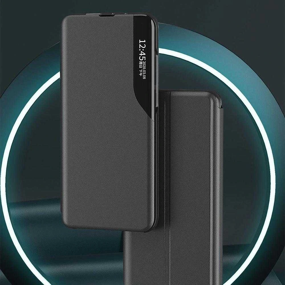 Hurtel Eco Leather View dėklas Elegant Flip Cover Stand Function Poco M4 Pro 5G juodos spalvos